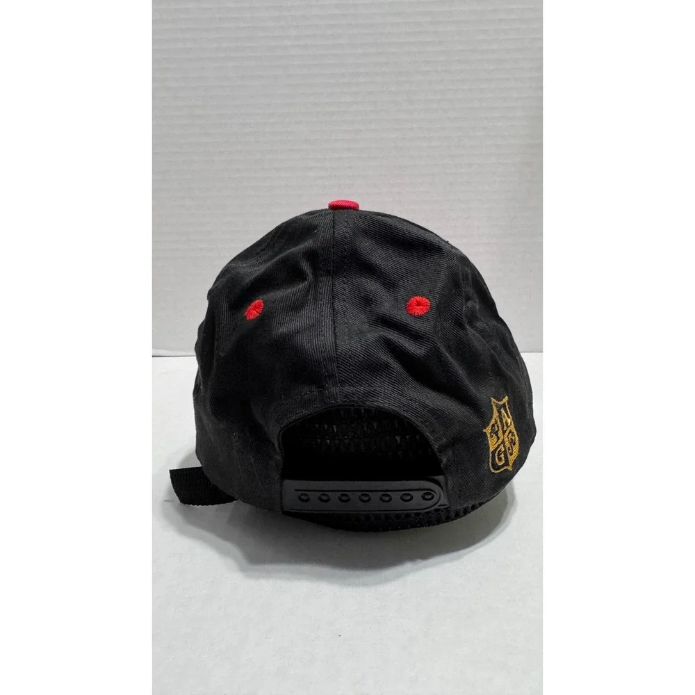 Brimz Snapback Hat Black Red Script Embroidery Crest Logo Baseball Cap Mens OSFM